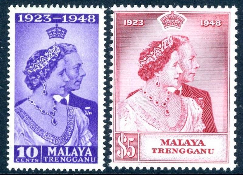 MALAYA (TRENGGANU)-1948 Royal Silver Wedding Set Sg 61-62 UNMOUNTED MINT V17510