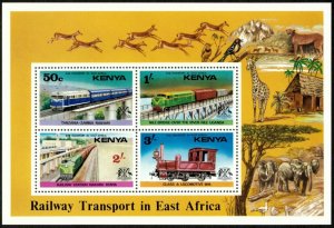 Kenya 1976 - Railway Transport in East Africa - Souvenir Sheet - Scott 67a - MNH