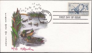 Michael Rawlins Hand Painted FDC for the 1984 20c Preserving Wetlands Stamp
