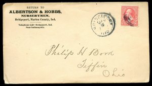 U.S. Type III 1st Bur. Issue on 1899 Ad Cover for Albertson & Hobbs Nurserymen