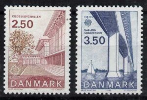 Denmark 738-9 MNH EUROPA, Bridge, Yacht, Architecture
