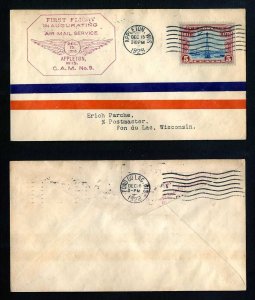 # C11 on CAM # 9 First Flight cover, Appleton, WI to Milwaukee, WI - 12-15-1928