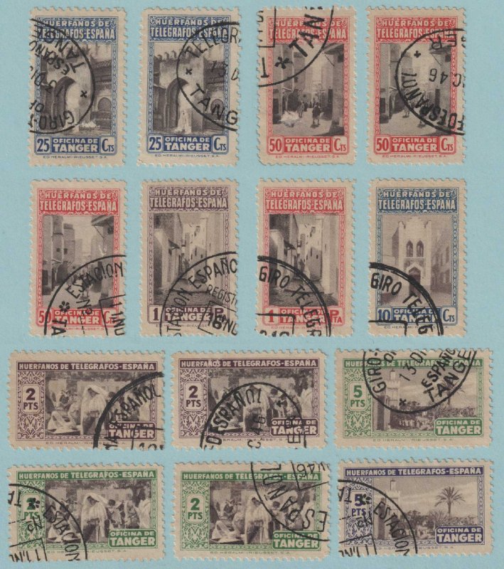 SPANISH MOROCCO - TANGIER - INTERESTING GROUP OF 14 USED 1946 TELEGRAPH STAMPS