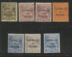 WALLIS & FUTUNA  17-23  MINT HINGED, NEW CALEDONIA STAMPS OF 1905-28 OVERPRINT