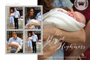 Guyana- 2013 - Celebrating Birth Of Prince George Of Cambridge -Sheet Of 4 - MNH