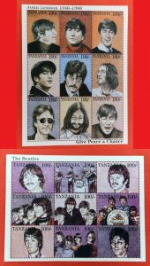ZAYIX Tanzania 1334-1335 MNH 2 MS The Beatles John Lennon McCartney 071922SM04M