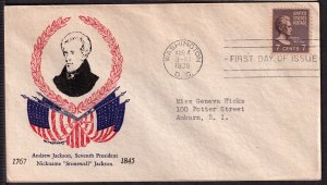 1938 Presidential Series Prexy Sc 812-59 7c with W. M. Grandy cachet (CC