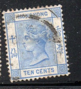 Hong Kong Sc 45 1900 10c blue Victoria stamp used