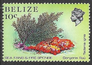 BELIZE 1984 10c Sea Fans and Fire Sponge Pictorial Sc 705 MH