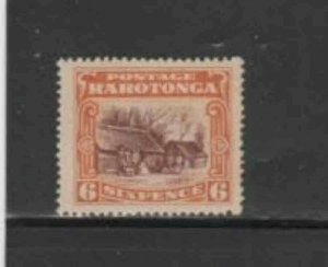 COOK ISLANDS #65 1920 6p HOUSE AT ARORANGI MINT VF LH O.G