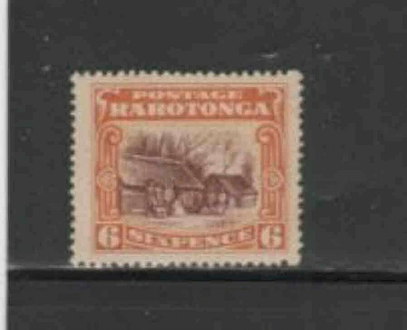 COOK ISLANDS #65 1920 6p HOUSE AT ARORANGI MINT VF LH O.G