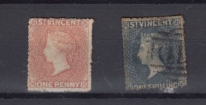 St Vincent 1861 1d Rose 1/- Indigo SG1 MH/FU BP9723