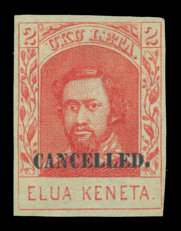 HAWAII  1869 King Kamehameha  2c  carmine CANCELLED ovpt.  Sc # 29S mint MH VF