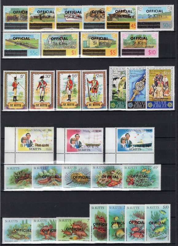 St Kitts Nevis 1977-84 Group of MNH Sets Including Officials 