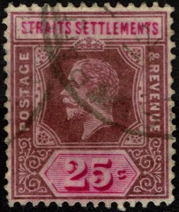 Straits Settlements #161  Used - King George V 25c violet & red violet (1912)