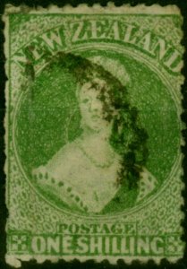 New Zealand 1864 1s Yellow-Green SG125 Good Used