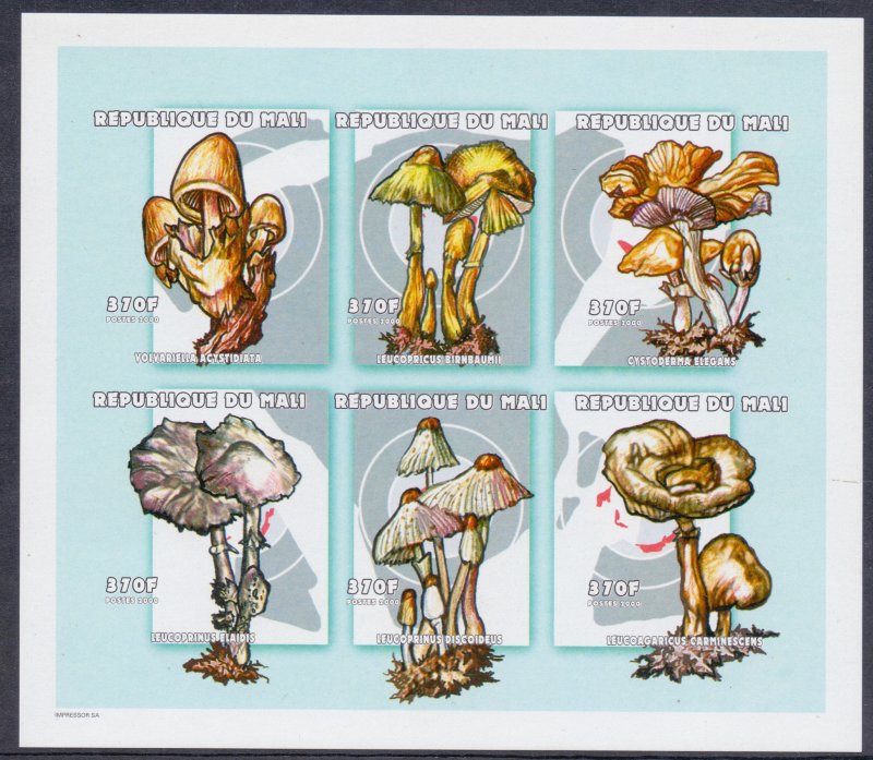 Mali. 2000. 2546B-51B 2552B-57B. Flora mushrooms. MNH.