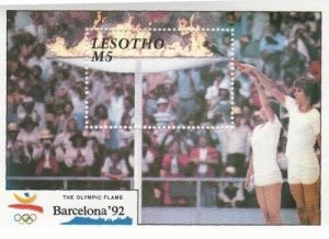 Lesotho 1990 - Barcelona Olympic Flames - Souvenir Stamp Sheet Scott #795 - MNH