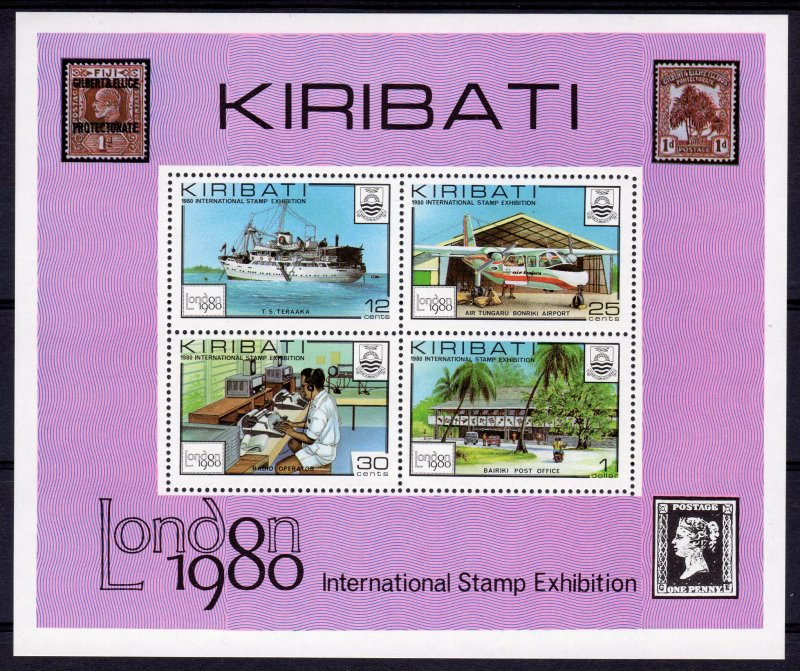 Kiribati 1980 Sc#355a  Ship-Aircraft-London 1980 Souvenir Sheet (1) MNH