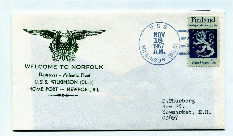 US Naval Ship Cover - USS NORFOLK (DL-5) - 1967