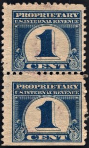 RB65 1¢ Proprietary Stamp Vertical Pair (1919) Used