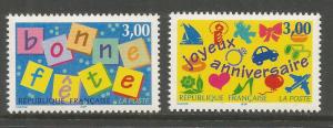 FRANCE  2555-2556  MNH,  HAPPY HOLIDAY