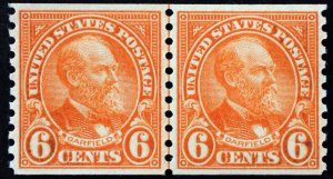 U.S. Mint Stamp Scott #723 6c Garfield Line Pair, Superb. Never Hinged. A Gem!