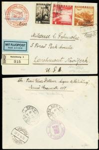 1936 Graf Zeppelin Austria to USA New York Cover Scarce! - Stuart Katz