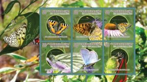 Guinea - Butterflies - 6 Stamp  Sheet  7B-1278