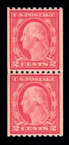 MOMEN: US STAMPS #487 COIL PAIR MINT OG NH XF