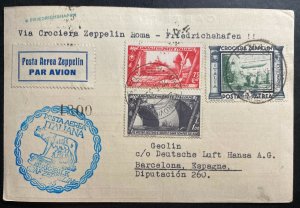 1933 Italy Graf Zeppelin Flight Postcard Cover to Barcelona Spain LZ 127 # C41