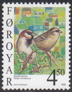 Faroe Islands 1999 MNH Sc #350 4.50k Passer domesticus Birds