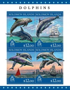 SOLOMON IS. - 2016 - Dolphins - Perf 4v Sheet - Mint Never Hinged