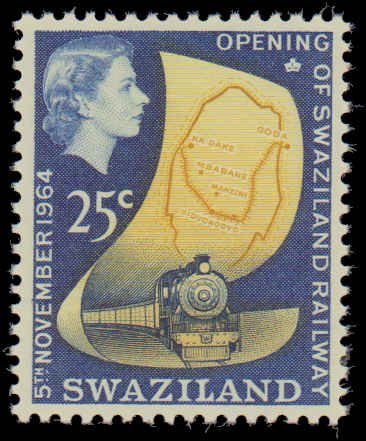 Swaziland #111-114, Complete Set(4), 1964, Railroad Related, Never Hinged