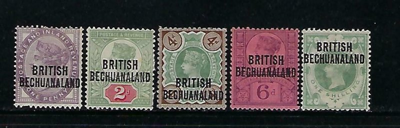 BRITISH BECHUANALAND SCOTT #33-37 1891-94 OVERPRINTS- MINT HINGED