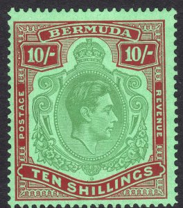 1938 Bermuda KGVI King George VI 10/ MLH Sc# 126b perf 14 CV $225.00