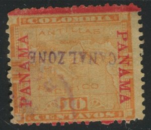 Canal Zone 3a CANAL ZONE Inverted Overprint Used Stamp BX5316