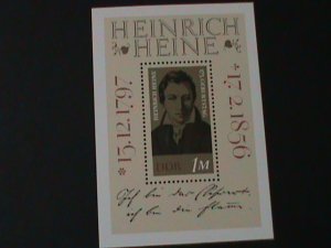 GERMANY-DDR-1972-SC#1423 150TH ANNIV: BIRTH OF HEINRICH HEINE-POETMNH-S/S VF