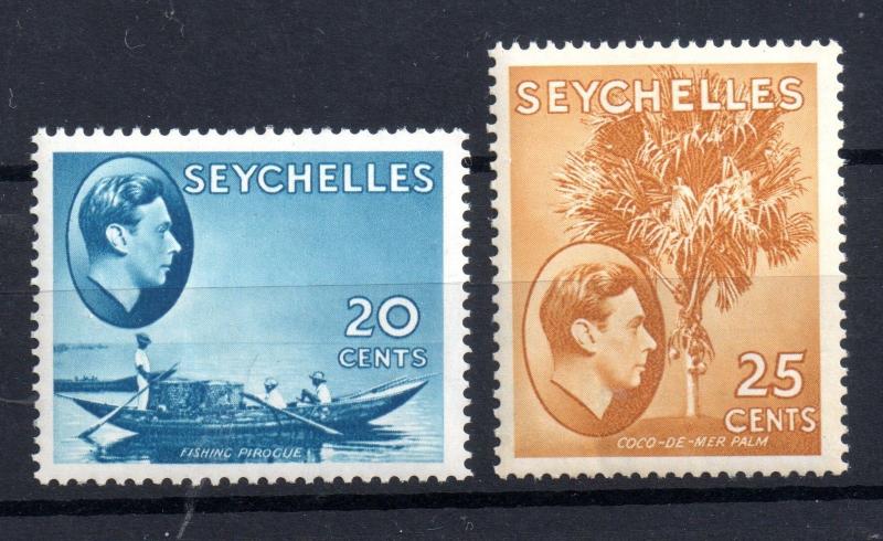 Seychelles 1939 20c & 25c Chalk Paper SG140 and SG141 mint MH WS4627