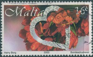 Malta 2000 SG1163 16c Flowers and silver heart FU