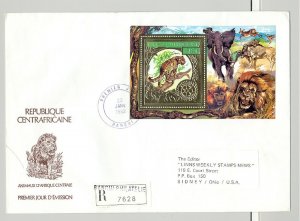 Central Africa 1982 Rotary, Wild Cats, Elephants on 3 Registered FDCs to USA