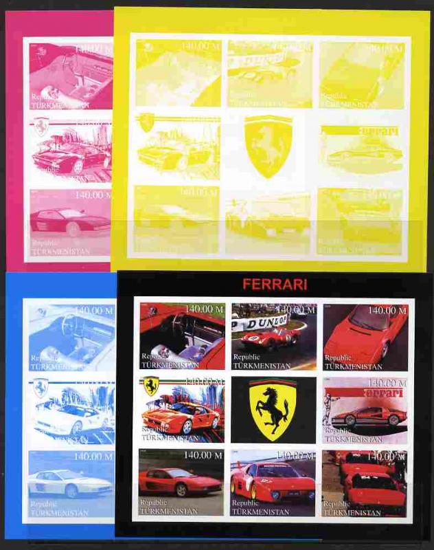 Turkmenistan 1999 Ferrari sheetlet containing set of 8 va...