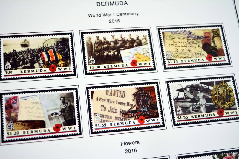 COLOR PRINTED BERMUDA 2000-2020 STAMP ALBUM PAGES (55 illustrated pages)