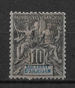 French Anjouan 1892, Navigation & Commerce, 10c, Scott # 5, VF MH*OG (SL-1)