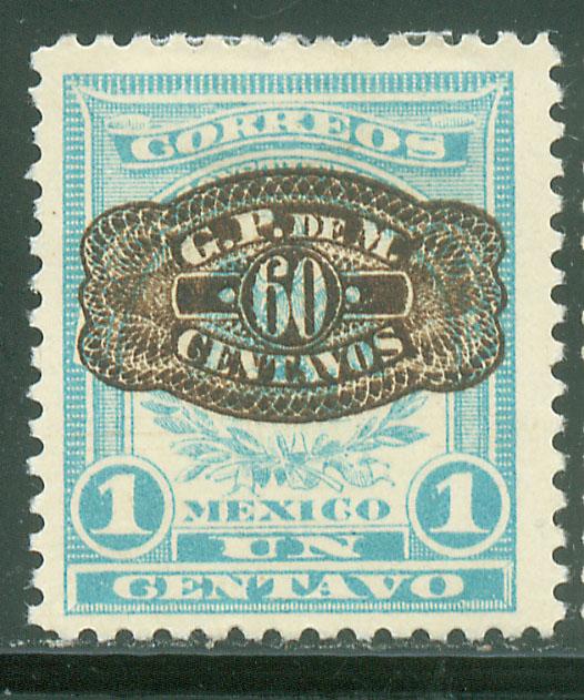 MEXICO 591, 60 on 1c Barril Surcharge. Unused H OG. F-VF.