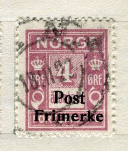 NORWAY; 1920s early Post Frimerke Optd. issue fine used 4ore. value