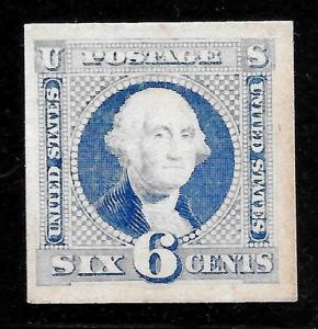 #115P4 VF 6¢ 1869 PICTORIAL-GEORGE WASHINGTON-PROOF on CARD-NGAI SC $85 (#115P4)