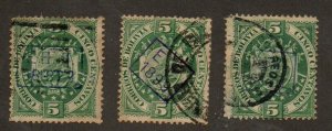 Bolivia 55 Used Double overprint,  55 Used Tilted Overprint, and 55 overprint