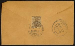 INDIA USED IN BURMA 1927 INDIA Sc 108 on Cover RANGOON to THONGWA