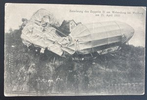 1910 Leipzig Germany Real Picture Postcard Cover Zeppelin II Disaster Weilburg